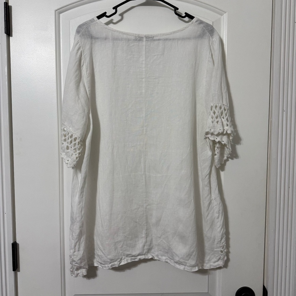 Lungo L’arno Linen Top Blouse White Women’s Size 1X Made In Italy Beach - Picture 5 of 5